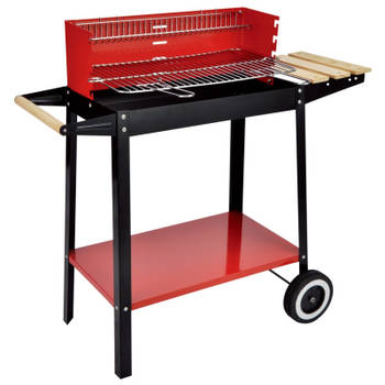 HI Barbecuewagen houtskool 88x44x83 cm rood