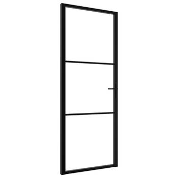 vidaXL Binnendeur 76x201,5 cm ESG-glas en aluminium zwart