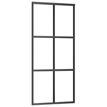 The Living Store Schuifdeur Transparant ESG-glas en Aluminium - 90 x 205 cm - Geruisloos