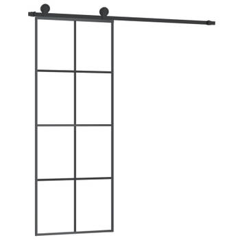 vidaXL Schuifdeur met beslag 76x205 cm ESG-glas en aluminium