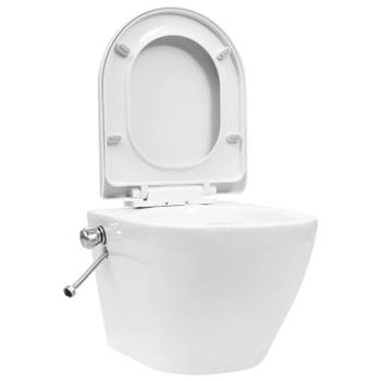 Blokker vidaXL Hangend toilet randloos met bidetfunctie keramiek wit aanbieding