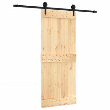 vidaXL Schuifdeur met beslag 85x210 cm massief grenenhout