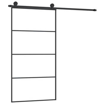 vidaXL Schuifdeur met beslag 102,5x205 cm ESG-glas en aluminium