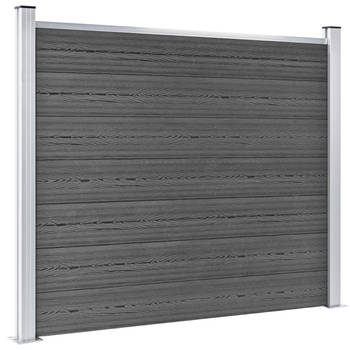 The Living Store Tuinafscheiding - Houtlook HKC - Aluminium bovenprofiel - Modulair - Zwart - 180x146cm