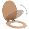 The Living Store Toiletbril - Bamboeontwerp - Soft-Close - MDF - Chroom-zinklegering - 42.5 x 35.8 cm - 43.7 x 37.8 cm