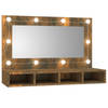 vidaXL Spiegelkast met LED-verlichting 90x31,5x62 cm gerookt eiken