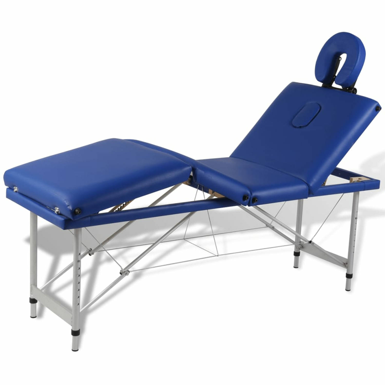 Massagetafel inklapbaar met aluminium frame (vier delen-blauw)