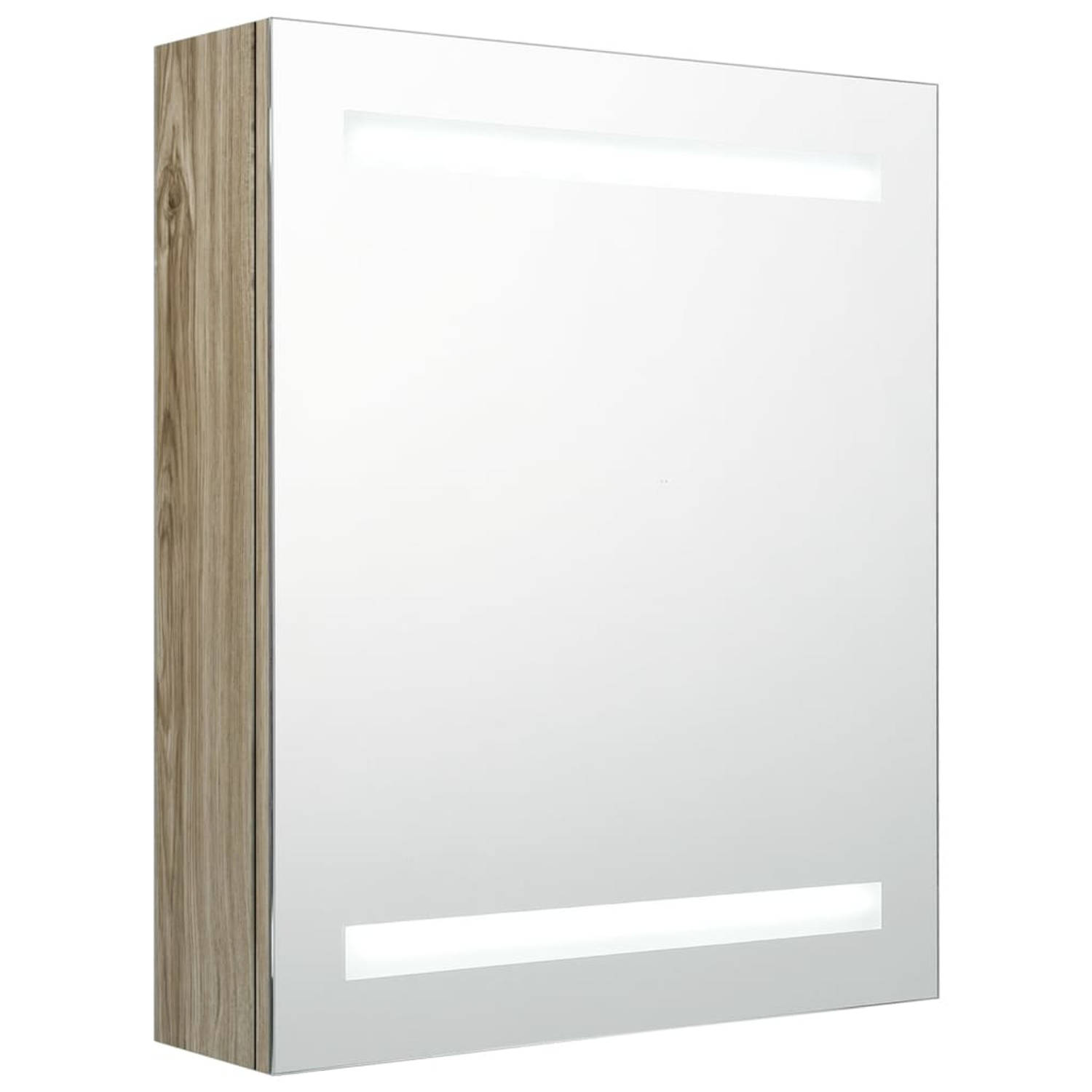 vidaXL Badkamerkast met spiegel en LED 50x14x60 cm eikenkleurig