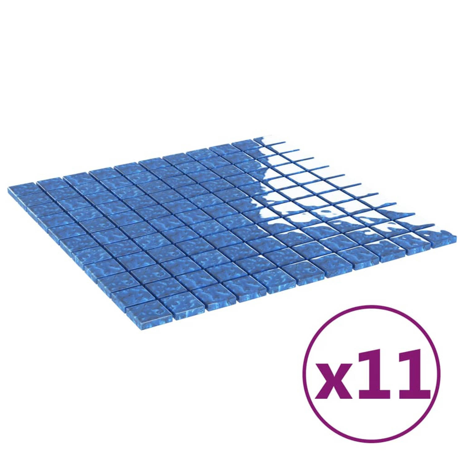 vidaXL MozaÃ¯ektegels 11 st zelfklevend 30x30 cm glas blauw