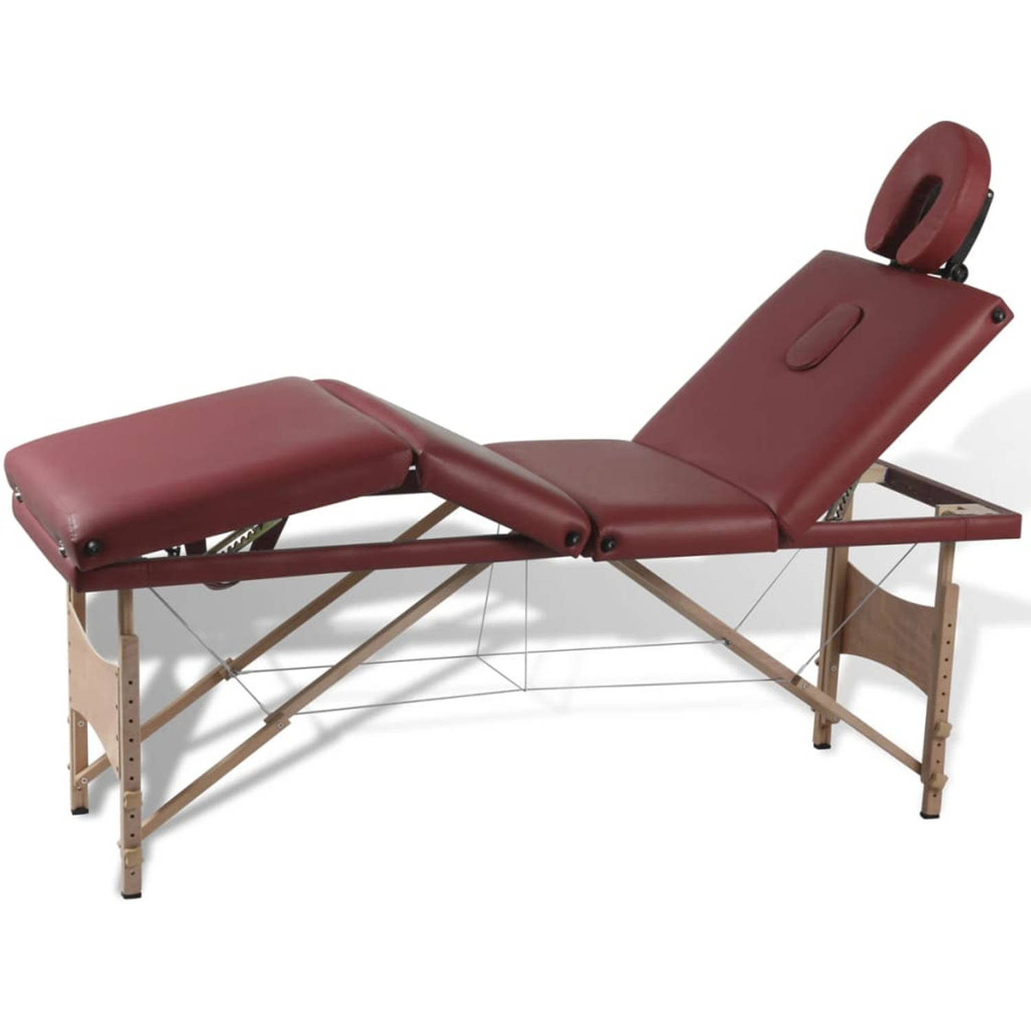 Massagetafel inklapbaar met houten frame (vier delen-rood)