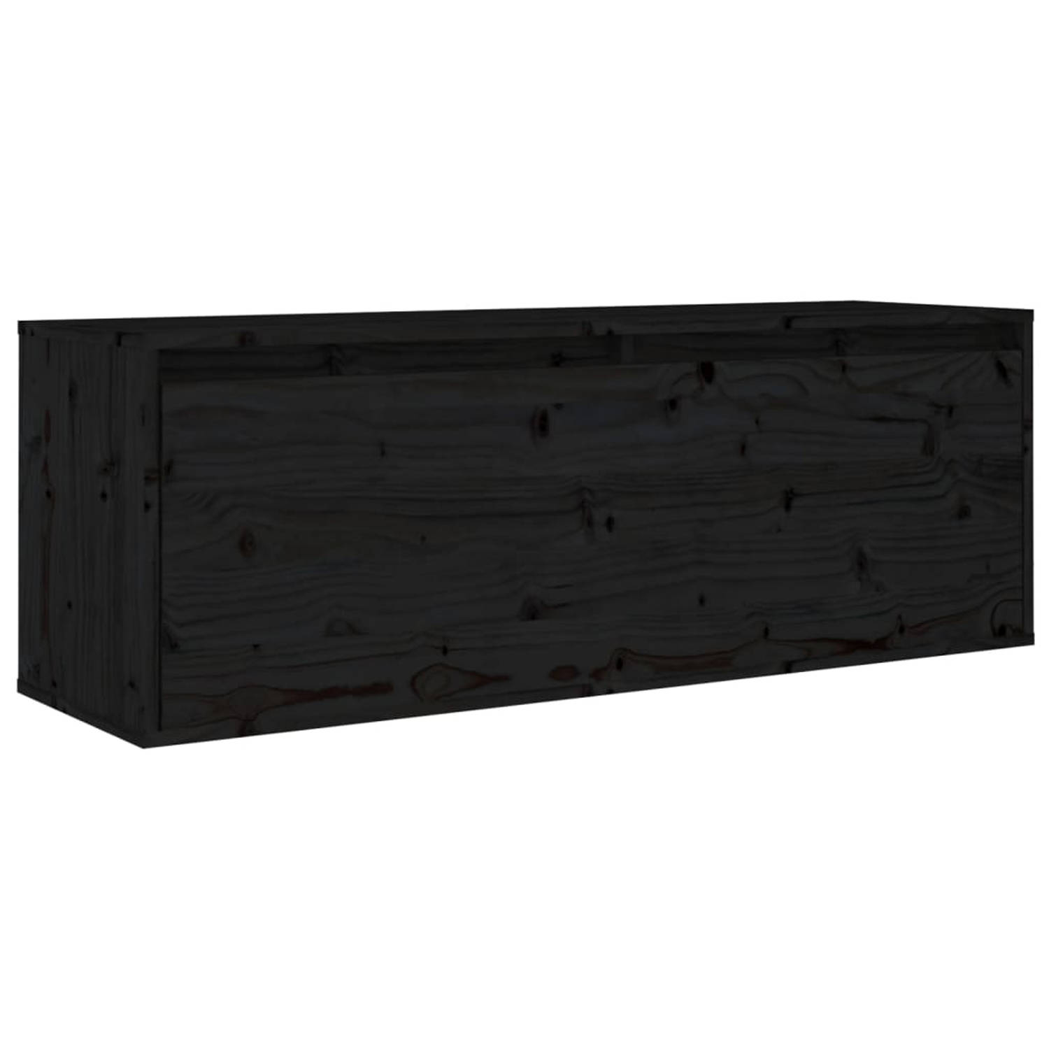 vidaXL Wandkast 100x30x35 cm massief grenenhout zwart