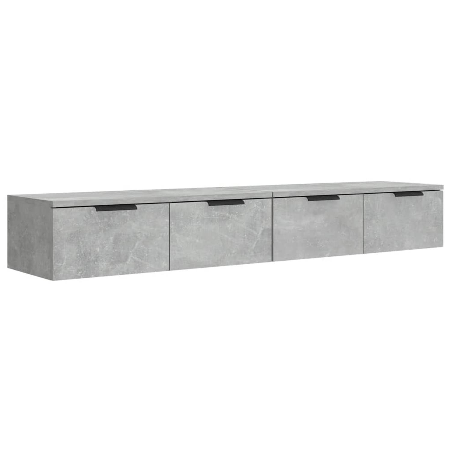 vidaXL Wandkasten 2 st 68x30x20 cm bewerkt hout betongrijs