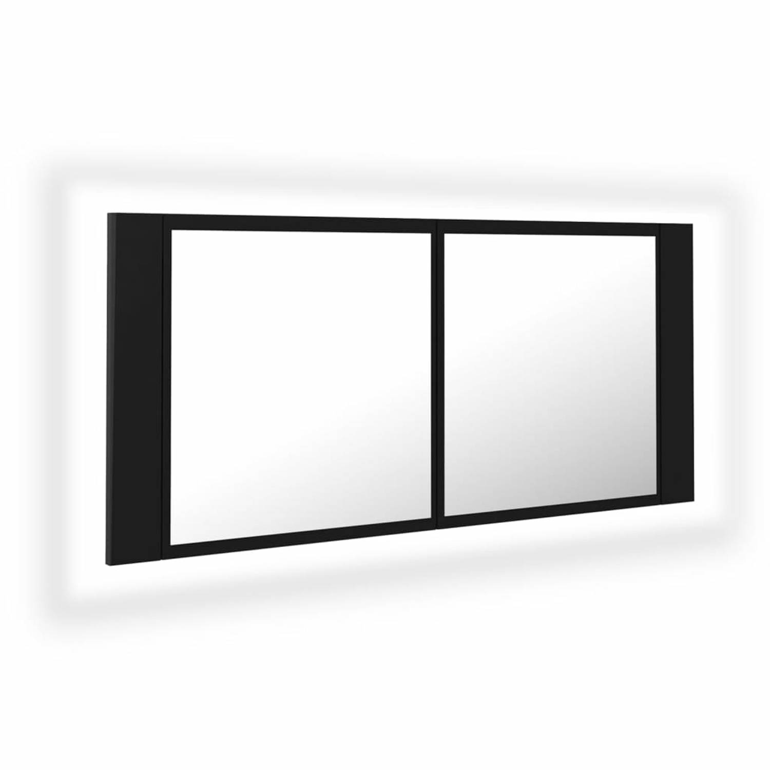 vidaXL Badkamerkast met spiegel en LED 100x12x45 cm zwart