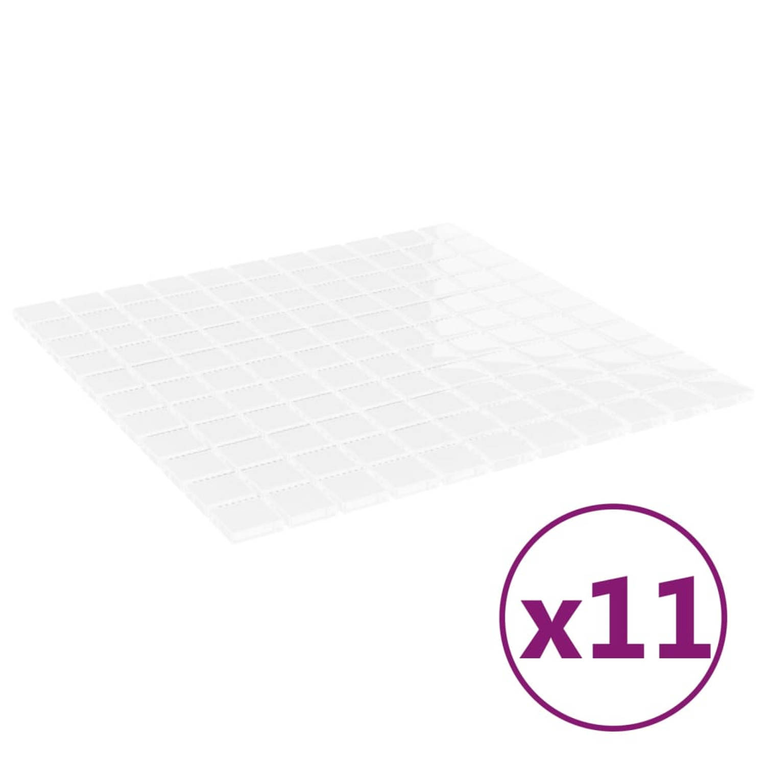 vidaXL MozaÃ¯ektegels 11 st zelfklevend 30x30 cm glas wit