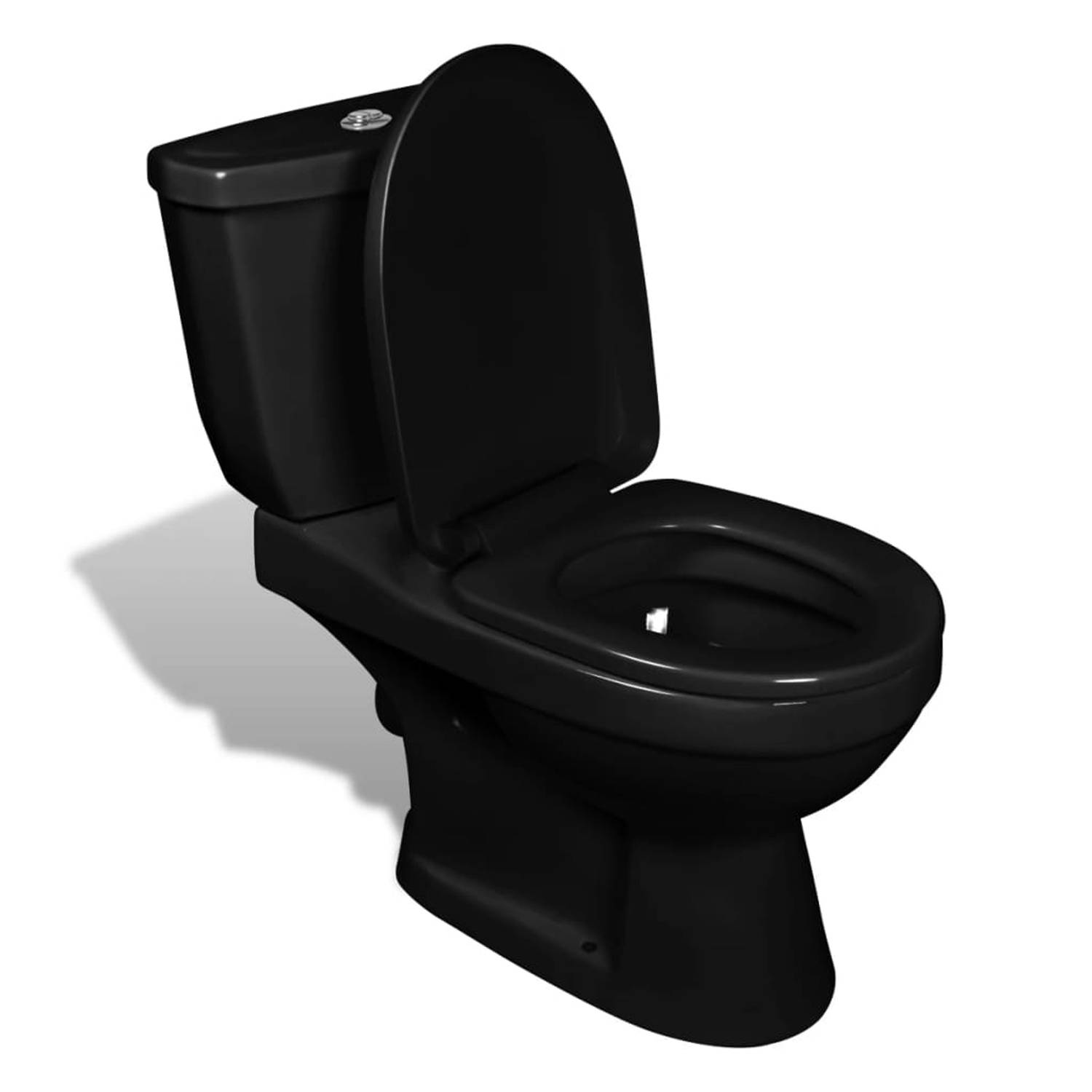 Toilet met stortbak (zwart)