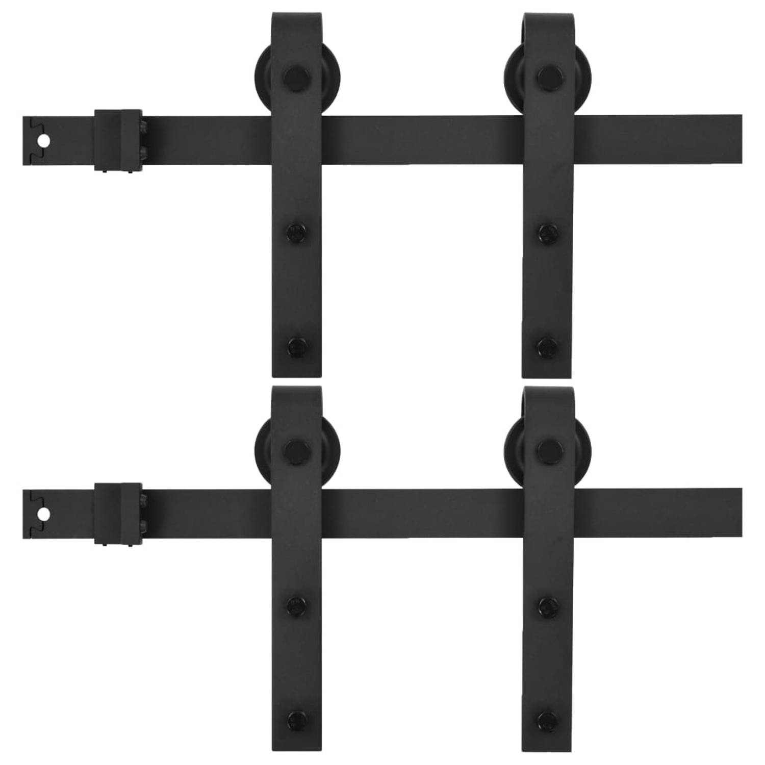 vidaXL Hardwaresets voor schuifdeuren 2 st 200 cm staal zwart