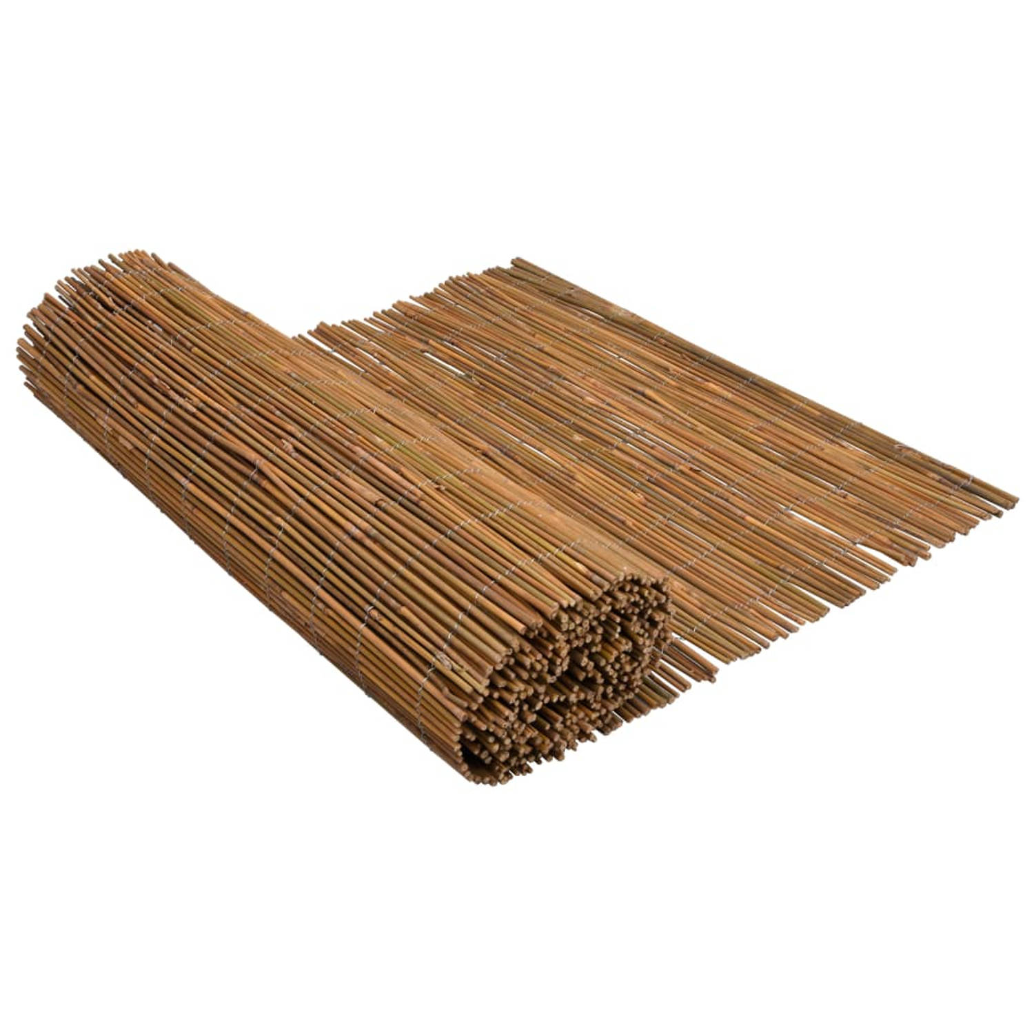 The Living Store Bamboe tuinhek - 500 x 100 cm - Rond bamboe - Gegalvaniseerd draad