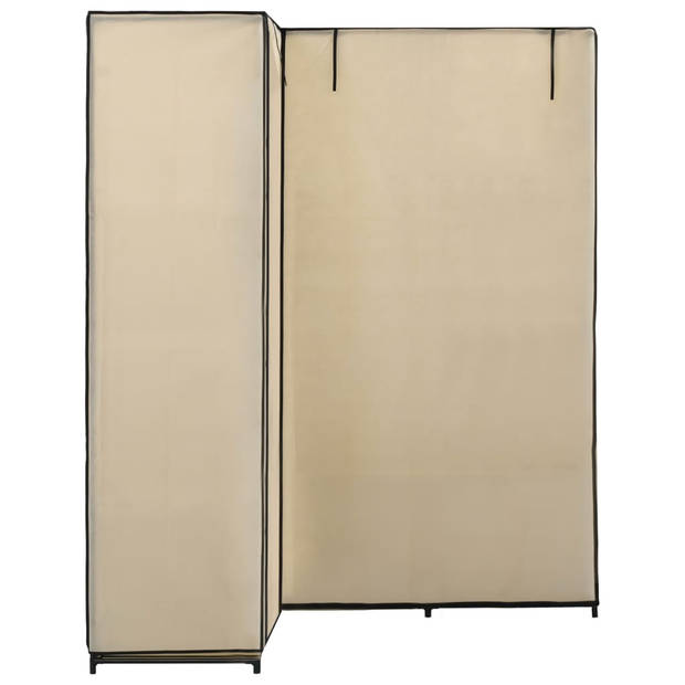 The Living Store Hoekkast Kleding en Schoenen - 130 x 87 x 169 cm - Stevig IJzeren Frame - Crème - 100% Polyester