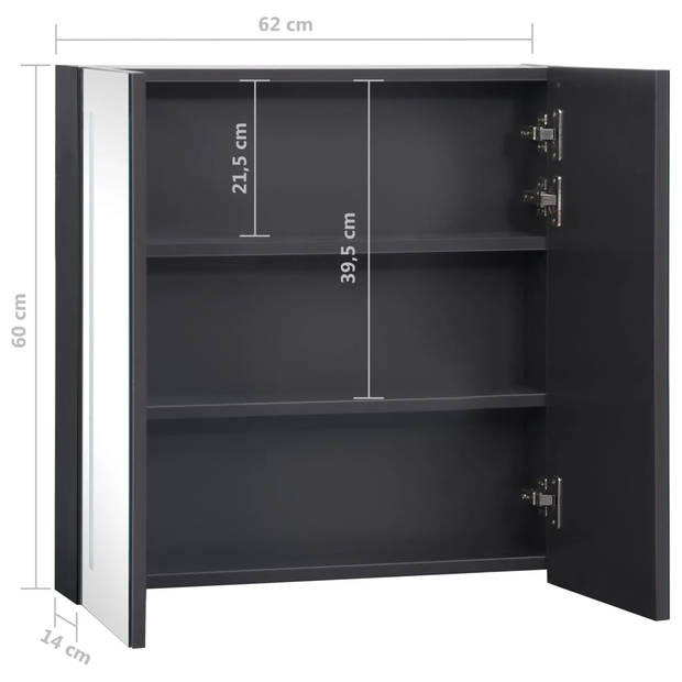 The Living Store Badkaastje - Antraciet - 62x14x60 cm - LED-verlichting - MDF met melamine-afwerking