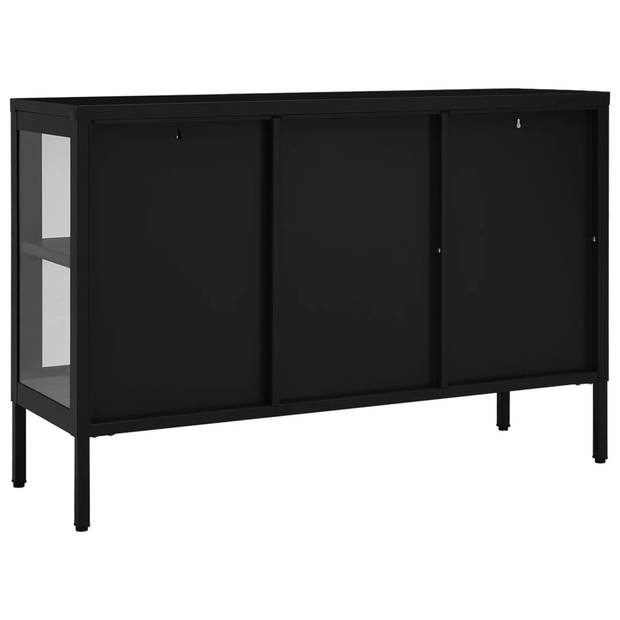 The Living Store Dressoir - Zwart Staal - 105 x 35 x 70 cm - Met glazen deur