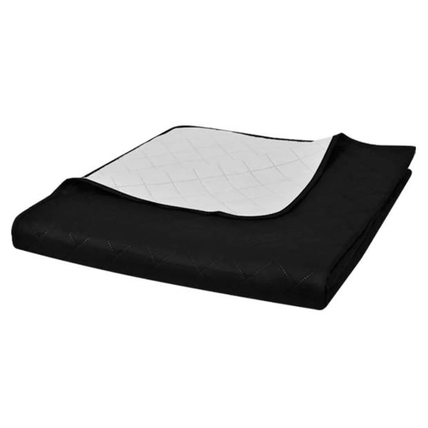 vidaXL Bedsprei gewatteerd dubbelzijdig 220x240 cm zwart/wit