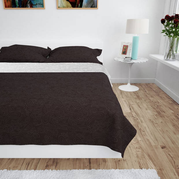 vidaXL Bedsprei dubbelzijdig 230x260 cm quilt crème en bruin