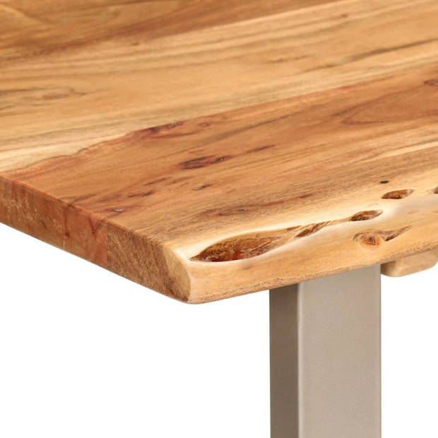 The Living Store Houten Eettafel - Massief Acaciahout - Industriële Tafel - 110 x 50 x 76 cm