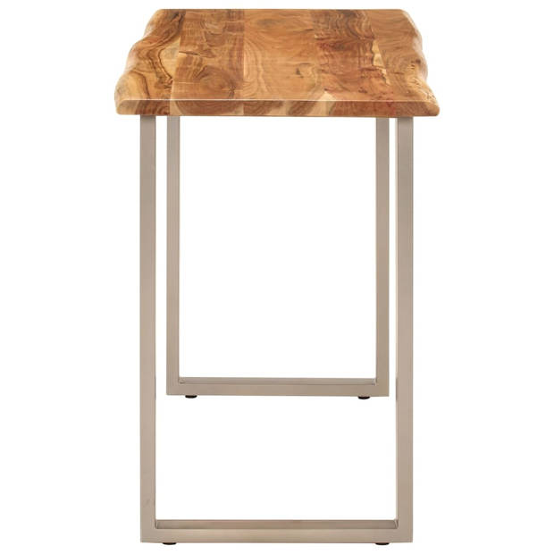 The Living Store Houten Eettafel - Massief Acaciahout - Industriële Tafel - 110 x 50 x 76 cm