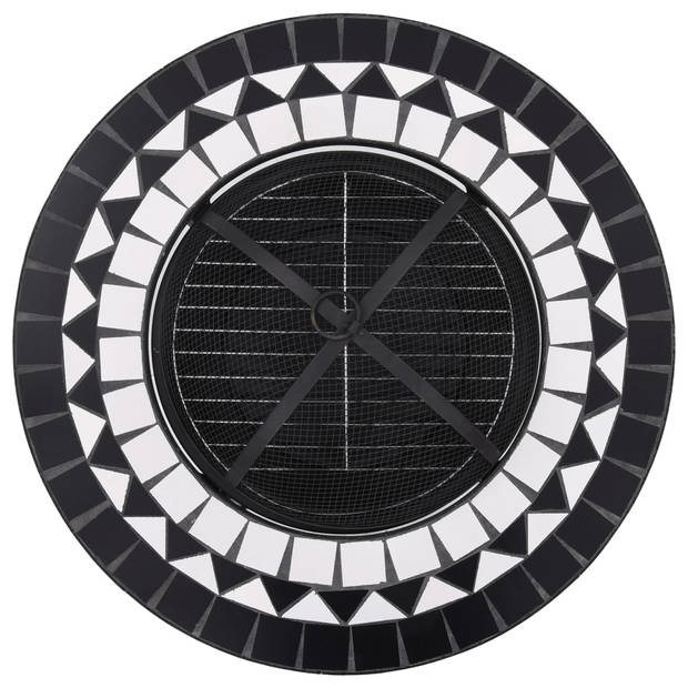 vidaXL Vuurtafel mozaïek 68 cm keramiek zwart en wit