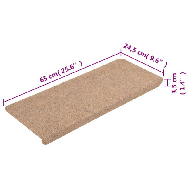 vidaXL Trapmatten zelfklevend 15 st 65x24,5x3,5 cm beige