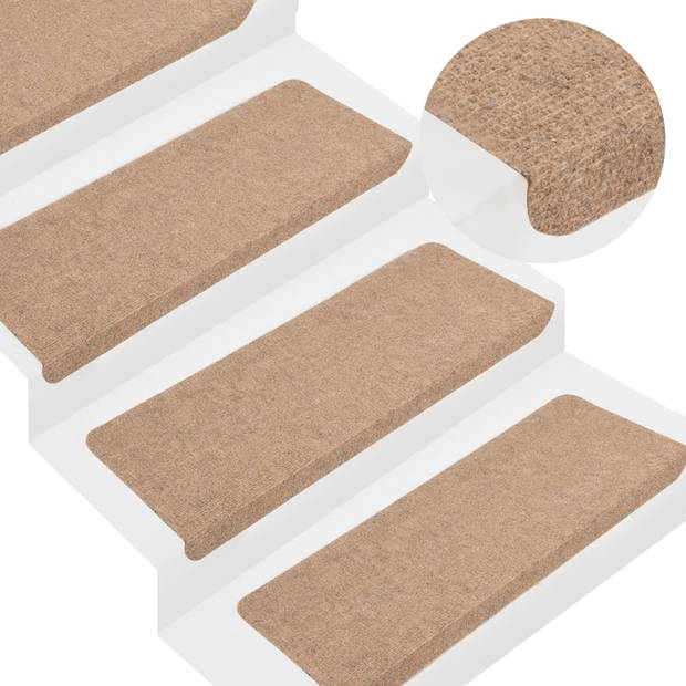 vidaXL Trapmatten zelfklevend 15 st 65x24,5x3,5 cm beige