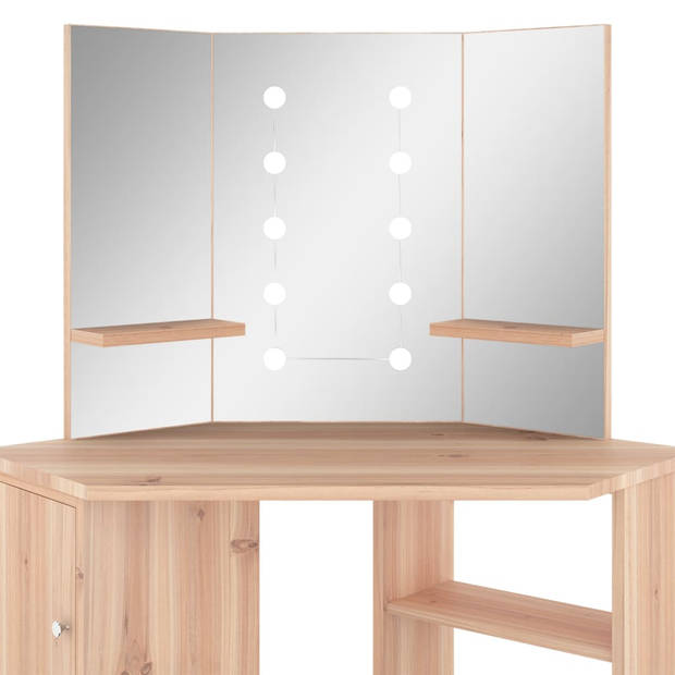 vidaXL Hoekkaptafel met LED 111x54x141,5 cm eikenkleurig