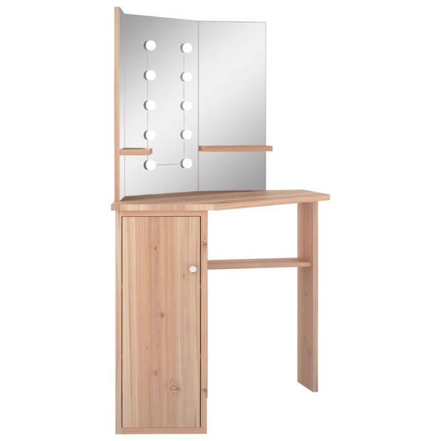 vidaXL Hoekkaptafel met LED 111x54x141,5 cm eikenkleurig