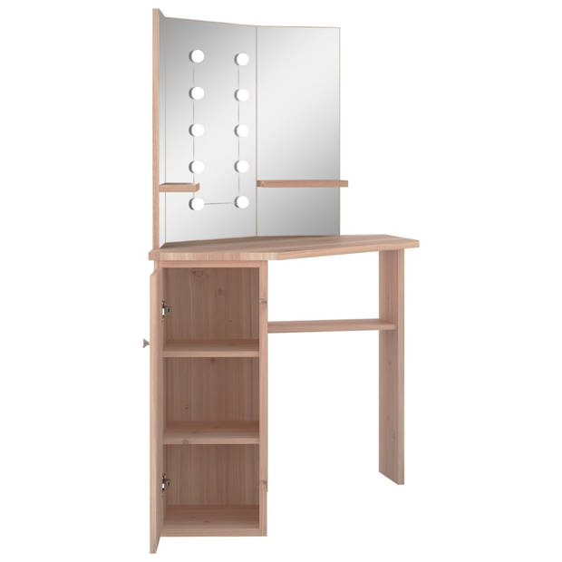 vidaXL Hoekkaptafel met LED 111x54x141,5 cm eikenkleurig