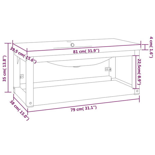 vidaXL Wastafelframe met inbouwwastafel ijzer wit