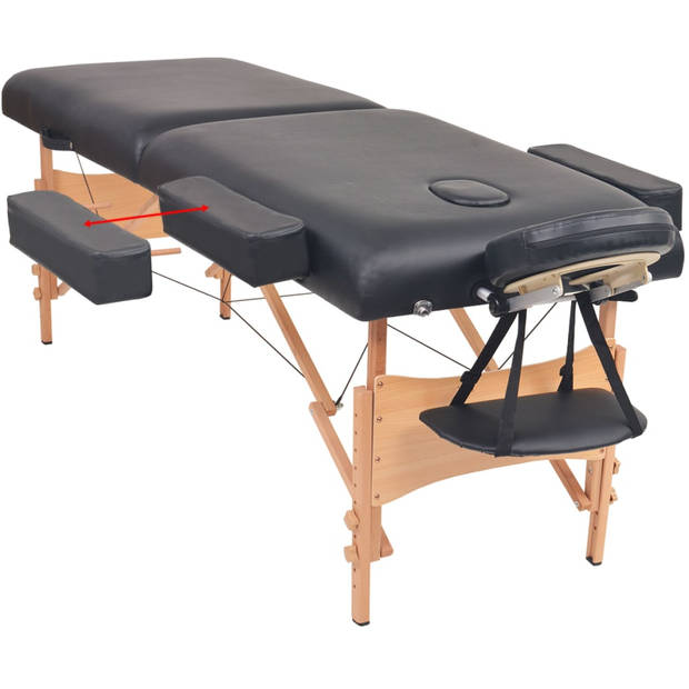 vidaXL Massagetafel- en krukset inklapbaar 2 zones 10 cm dik zwart