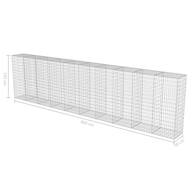 The Living Store Gabion Manden - 600x50x150 cm - Gegalvaniseerd Staal - Hoog Draagvermogen