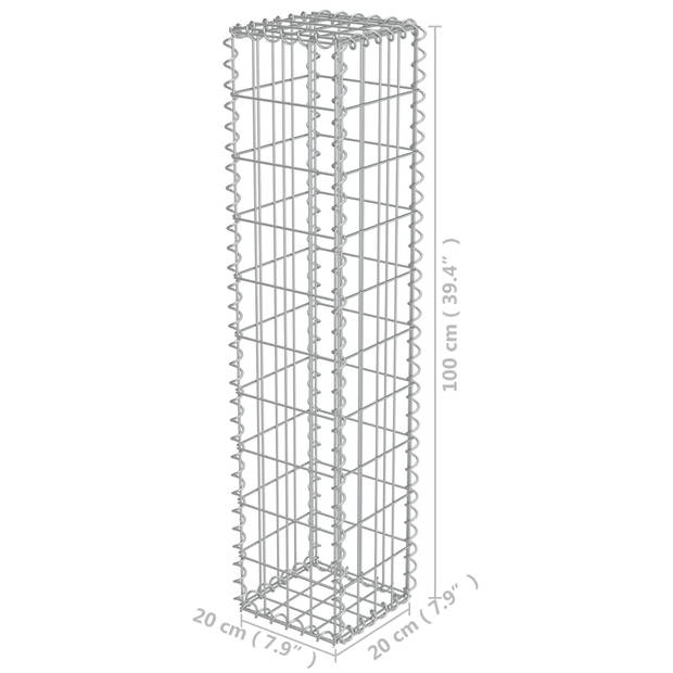 vidaXL Schanskorfmuur met deksels 20x20x100 cm gegalvaniseerd staal