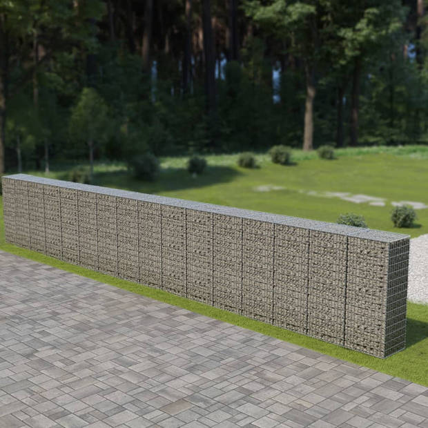 vidaXL Schanskorfmuur met deksels 900x50x150 cm gegalvaniseerd staal