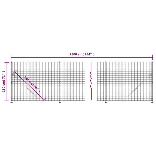 vidaXL Draadgaashek met flens 1,8x25 m groen