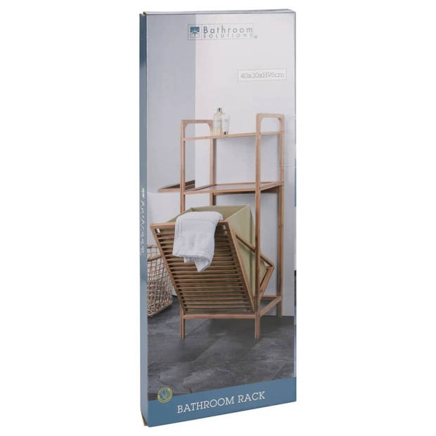 Bathroom Solutions Opbergrek met 2 schappen en wasmand 95 cm bamboe