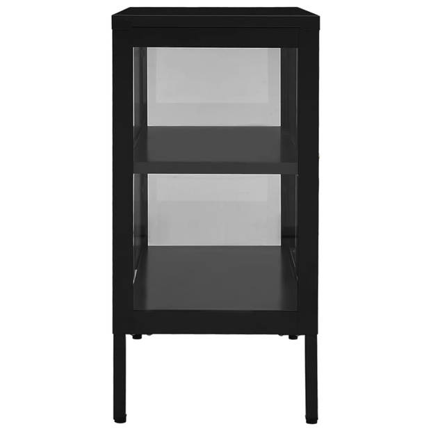 vidaXL Dressoir 70x35x70 cm staal en glas zwart