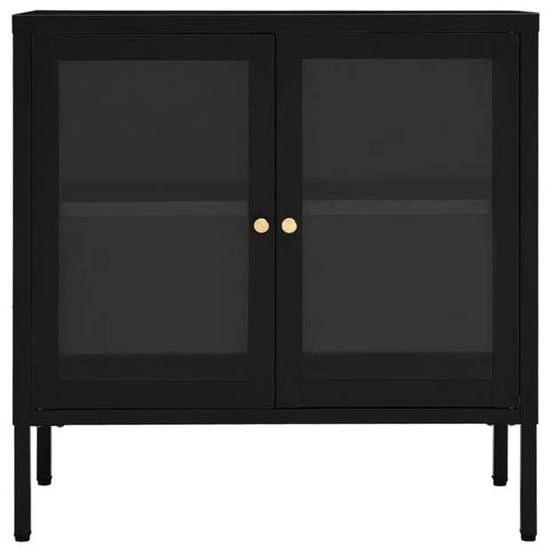 vidaXL Dressoir 70x35x70 cm staal en glas zwart