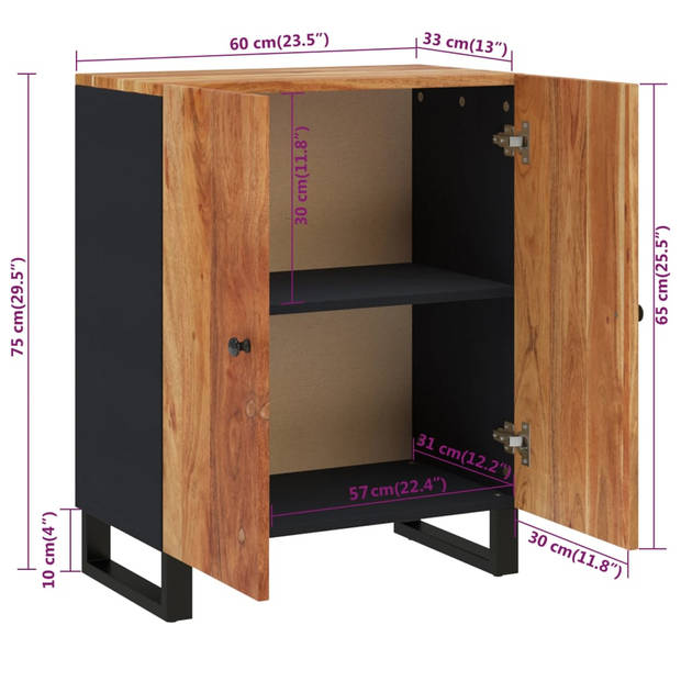 vidaXL Dressoir 60x33x75 cm massief acaciahout