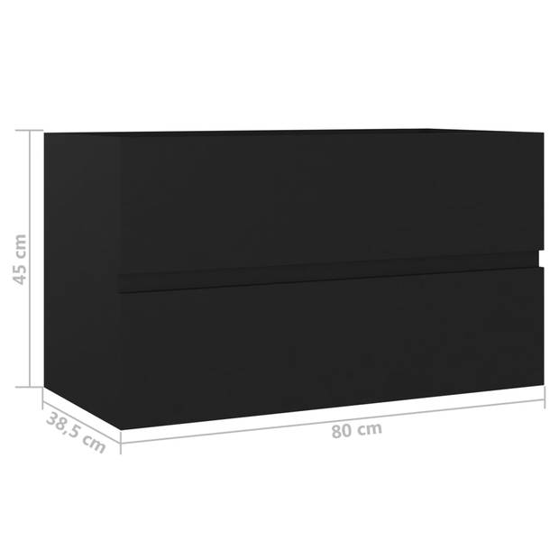 vidaXL Wastafelkast 80x38,5x45 cm bewerkt hout zwart