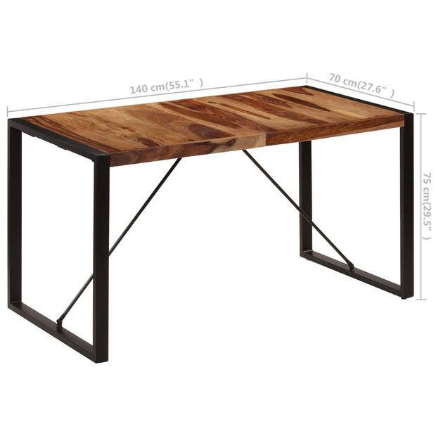 The Living Store - Industriële houten eettafel - 140 x 70 x 75 cm - Bruin/Zwart