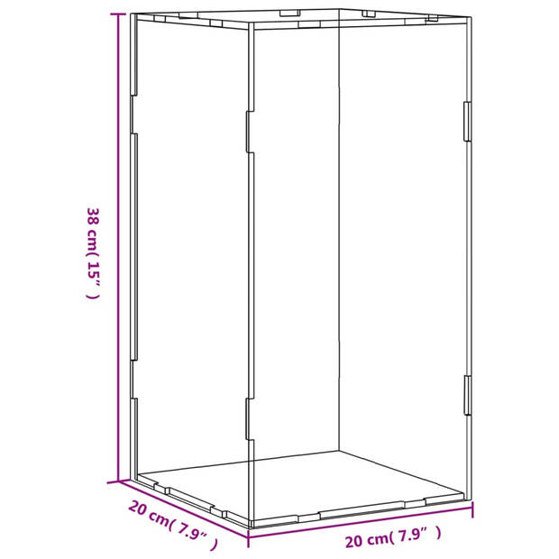 vidaXL Vitrine transparant 20x20x38 cm acryl