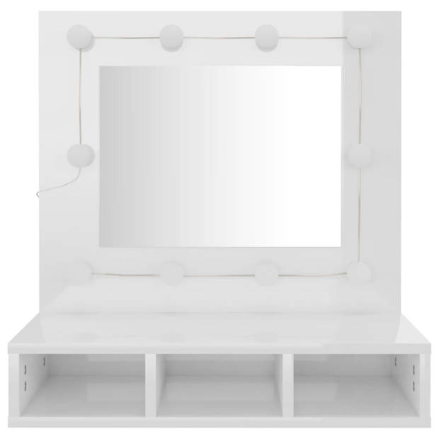 vidaXL Spiegelkast met LED-verlichting 60x31,5x62 cm hoogglans wit