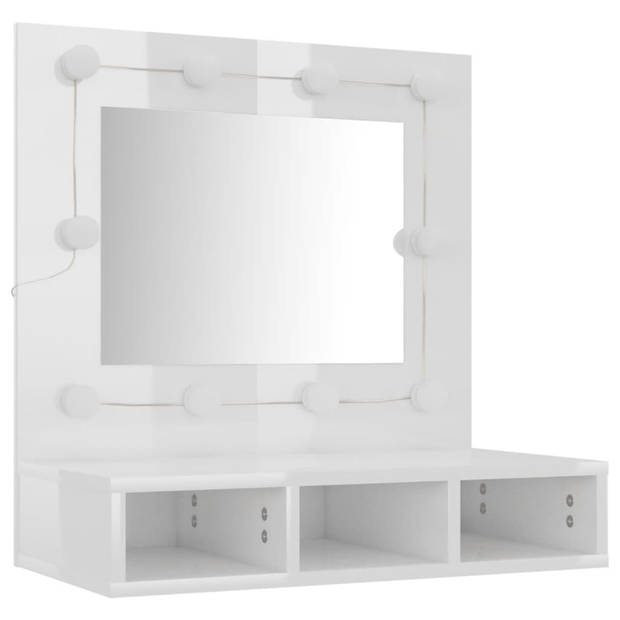 vidaXL Spiegelkast met LED-verlichting 60x31,5x62 cm hoogglans wit