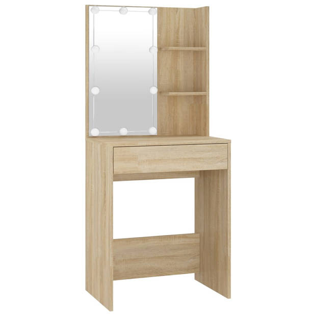 The Living Store LED Kaptafel Sonoma Eiken - 60x40x140 cm - Inclusief Kast